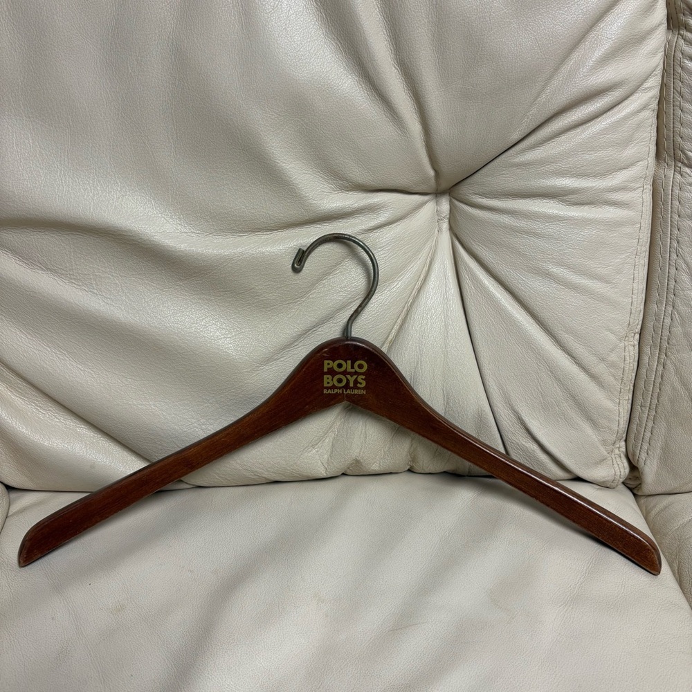 VINATGE Ralph Lauren POLO BOYS Brown Wooden Hanger